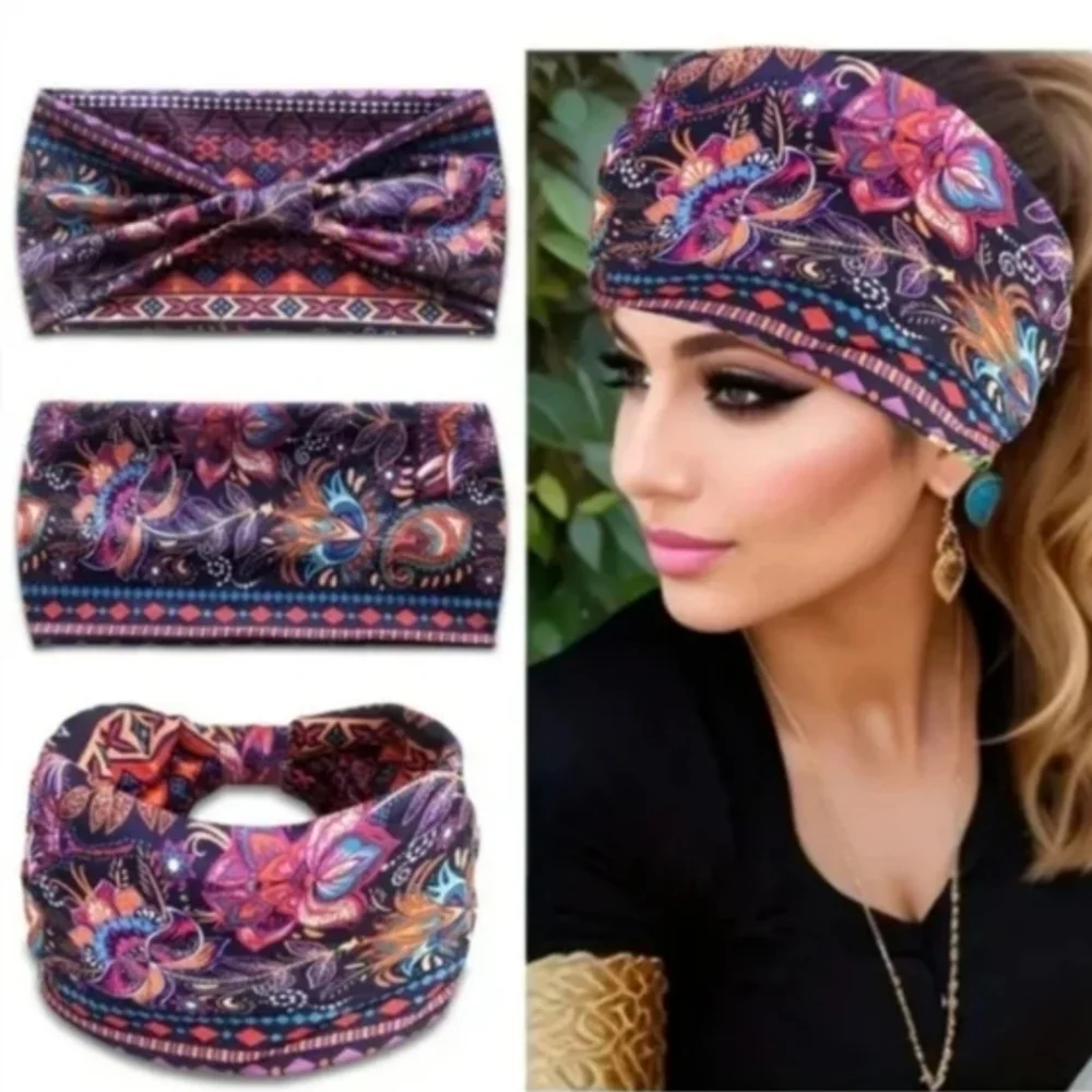 Bohemian Cross Knotted Wide Headband